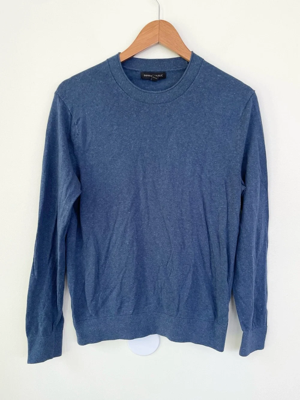 Banana Republic Performance Silk-Linen Crew Neck Sweater in Starry Night Blue M